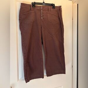Women's Brown Button-Front Cropped Pants